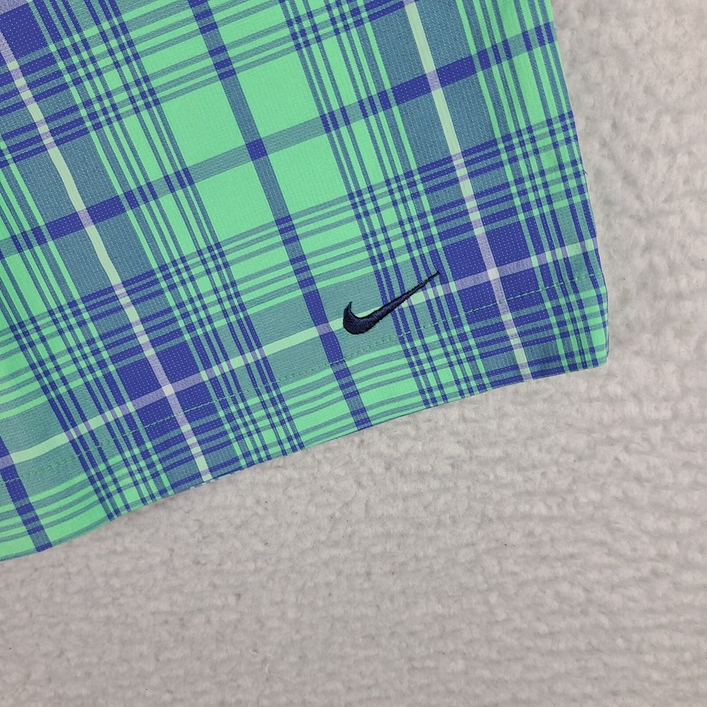 Nike Shorts Boys XL Blue Green Plaid 11" Dri Fit Tour Performance Golf Chino - Picture 2 of 14